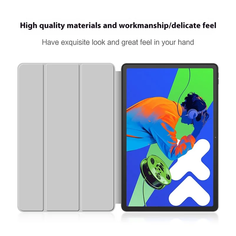 For Lenovo Idea Tab Pro / Xiaoxin Pad Pro 12.7 (2025) Case PU Leather TPU Back Trifold Stand Tablet Cover - Grey