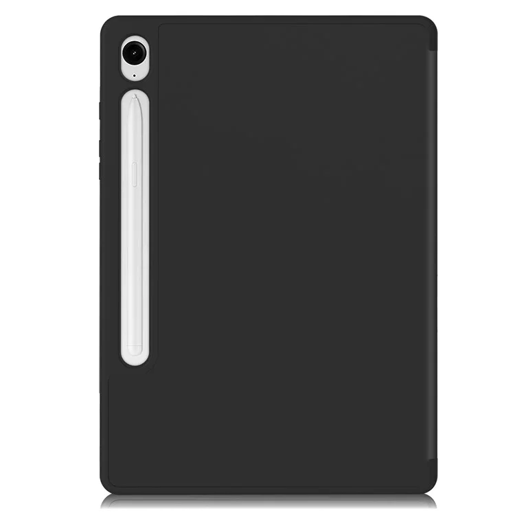 Für Samsung Galaxy Tab S10 FE Ständer Hülle Stoßfeste Ledertasche mit Stifthalter - Schwarz