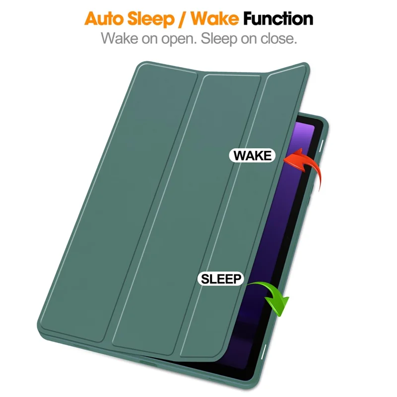 For Samsung Galaxy Tab S10 Lite / S10 FE / S9 FE Stand Case Shock-Absorbent Leather Tablet Cover with Pen Slot - Blackish Green