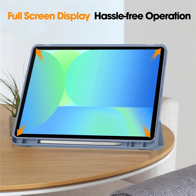 For Samsung Galaxy Tab S10 Lite / S10 FE / S9 FE Stand Case Shock-Absorbent Leather Tablet Cover with Pen Slot - Purple