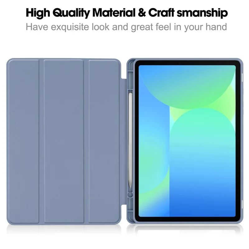 For Samsung Galaxy Tab S10 Lite / S10 FE / S9 FE Stand Case Shock-Absorbent Leather Tablet Cover with Pen Slot - Purple