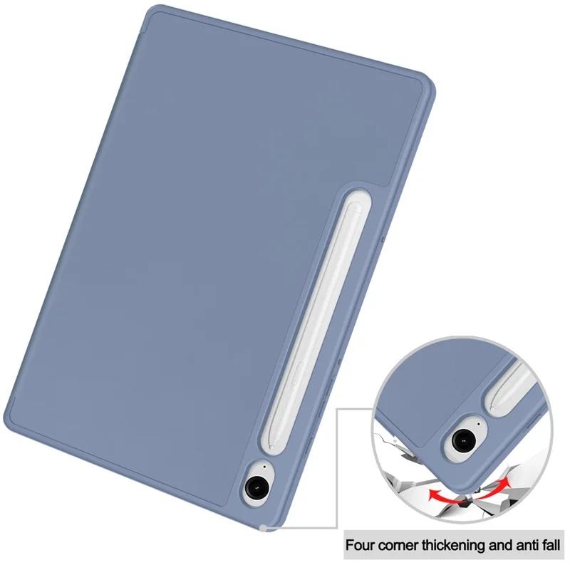 For Samsung Galaxy Tab S10 Lite / S10 FE / S9 FE Stand Case Shock-Absorbent Leather Tablet Cover with Pen Slot - Purple