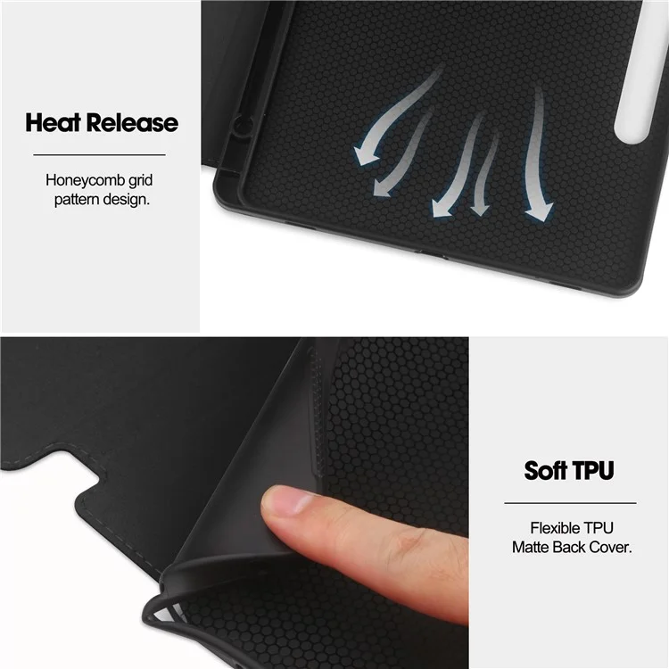 Für Samsung Galaxy Tab S10 FE Hülle Stoßfeste Leder Auto Aufwachen / Schlaf Tablet Ständer Abdeckung - Schwarz