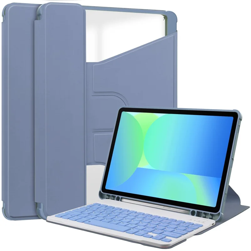 غطاء لجهاز Samsung Galaxy Tab S10 Lite / S10 FE / S9 FE، حامل دوار 360°، غطاء لوحي من جلد البولي يوريثان + أكريليك (بدون لوحة مفاتيح) - أرجواني