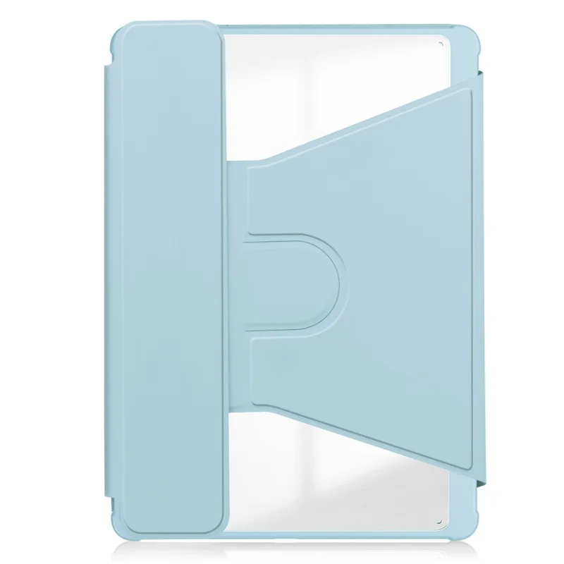 غطاء لجهاز Samsung Galaxy Tab S10 Lite / S10 FE / S9 FE مع حامل دوار 360 درجة من جلد البولي يوريثان + غطاء لوحي من الأكريليك مع لوحة مفاتيح - أزرق سماوي