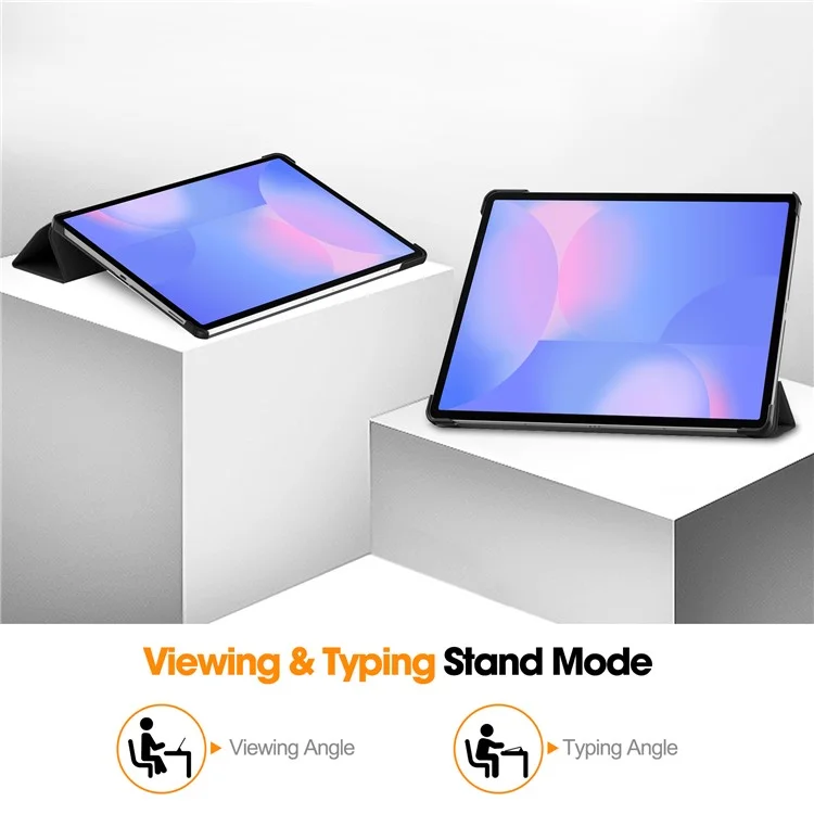 Für Samsung Galaxy Tab S10 FE+ Hülle Stoßfeste Lederhülle mit Ständer - Schwarz