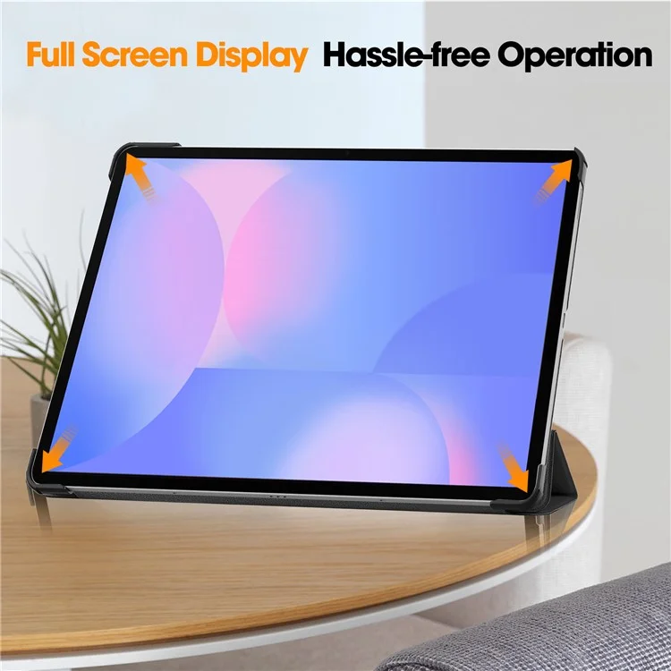 Für Samsung Galaxy Tab S10 FE+ Hülle Stoßfeste Lederhülle mit Ständer - Schwarz