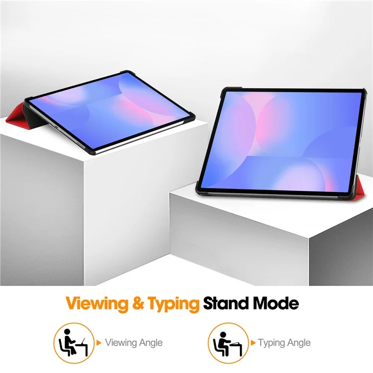 For Samsung Galaxy Tab S10 FE+ Case Anti-Drop Leather Stand Tablet Cover - Red