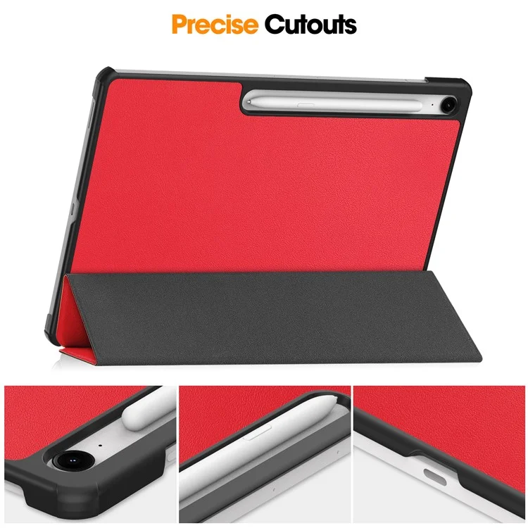 For Samsung Galaxy Tab S10 FE+ Case Anti-Drop Leather Stand Tablet Cover - Red