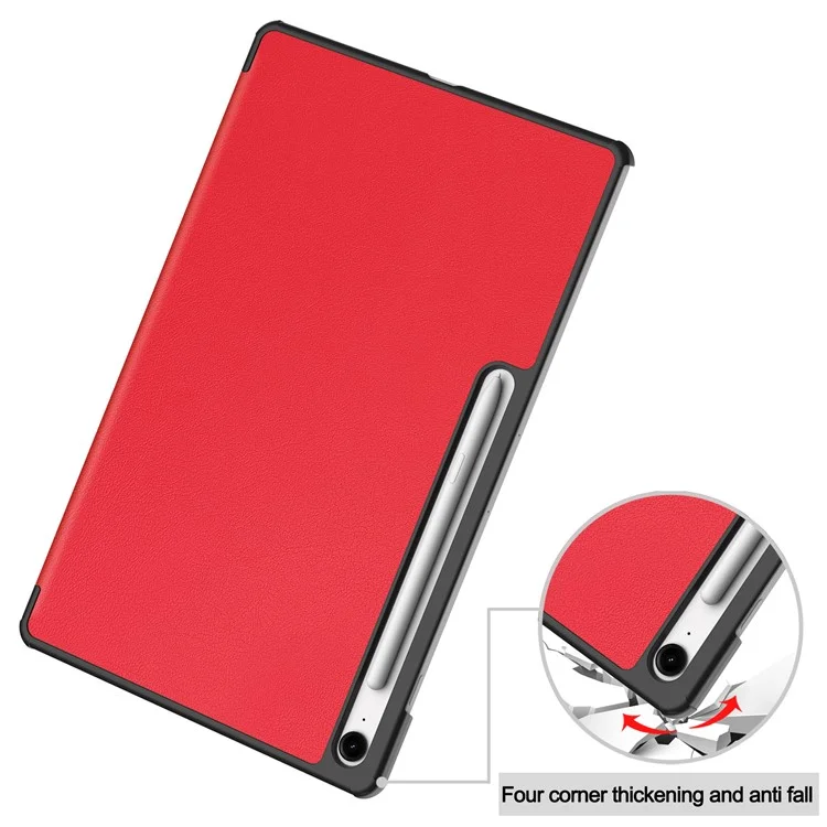 For Samsung Galaxy Tab S10 FE+ Case Anti-Drop Leather Stand Tablet Cover - Red