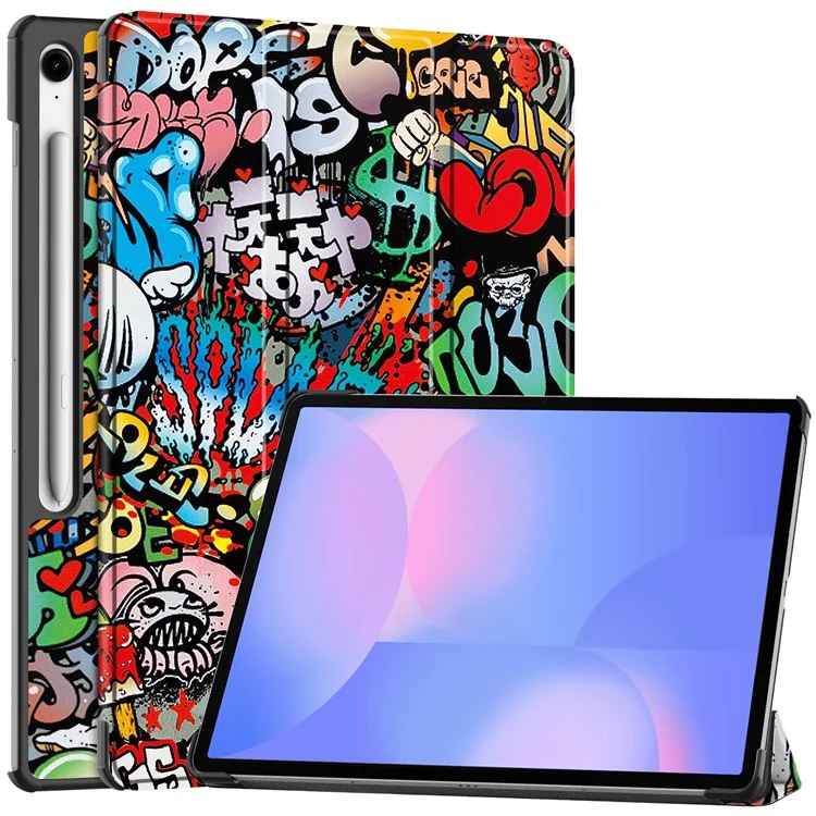 Étui pour Samsung Galaxy Tab S10 FE+ Motif Imprimé Housse de Tablette en Cuir avec Support - Graffiti