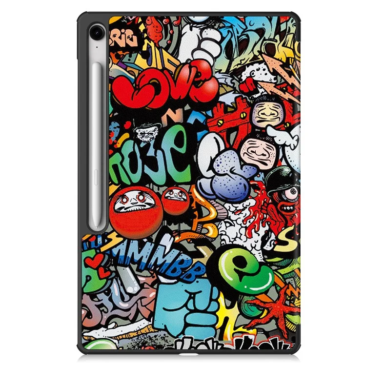 Étui pour Samsung Galaxy Tab S10 FE+ Motif Imprimé Housse de Tablette en Cuir avec Support - Graffiti