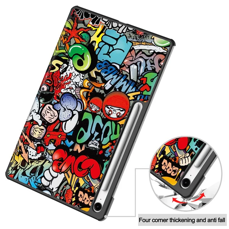 Étui pour Samsung Galaxy Tab S10 FE+ Motif Imprimé Housse de Tablette en Cuir avec Support - Graffiti