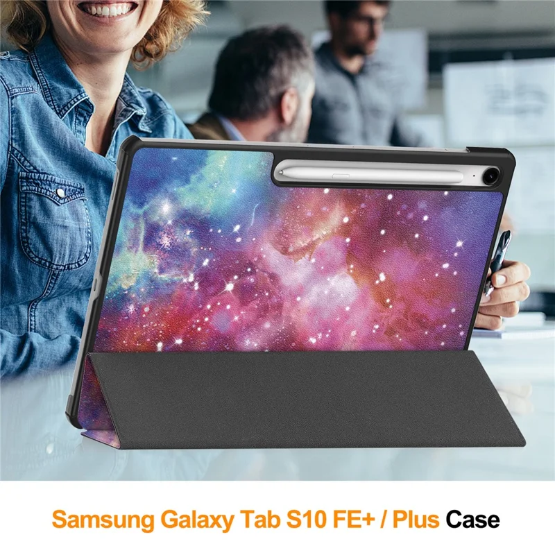 Til Samsung Galaxy Tab S10 FE+ Skåne med Mønstertryk i Læder med Stående Funktion - Galaxy
