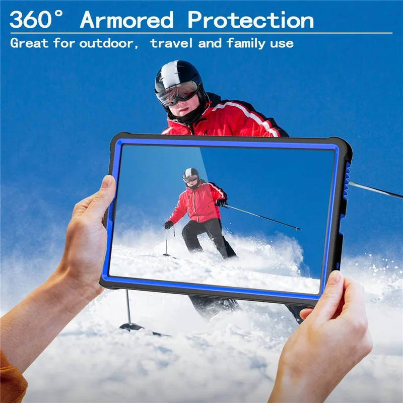 For Lenovo Nook 9 inch (2024) / Tab M9 TB-310FU TB-310FX Case Kickstand PC + Silicone Tablet Cover with Shoulder Strap - Black + Blue