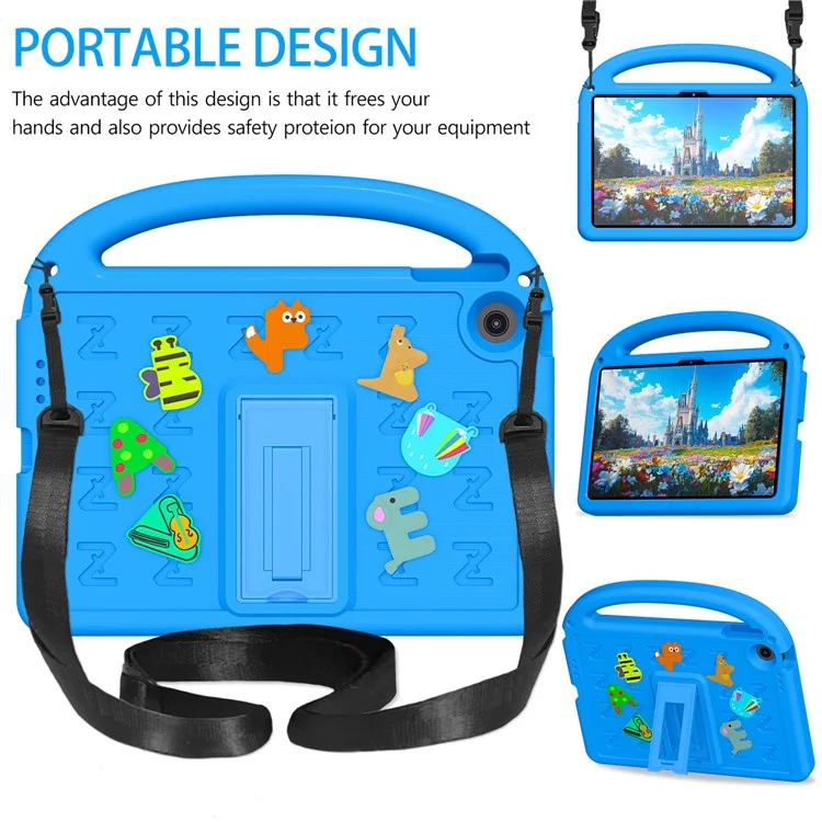 Funda para Lenovo Tab 10.1 (2025) TB-311XU / Tab TB311FU con Soporte, Carcasa de EVA + PC con Correa para el Hombro - Azul