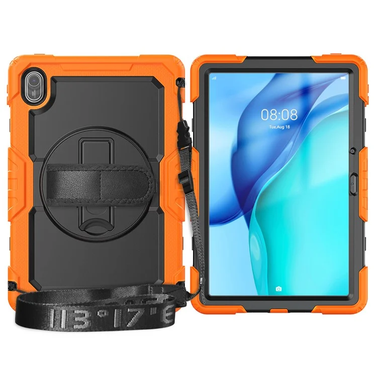 Para Huawei MatePad SE 11 Capa de PC + Silicone com Película Anti-Risco de PET e Alça de Ombro - Laranja