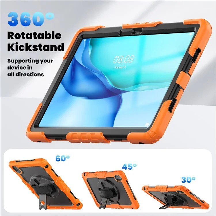 Para Huawei MatePad SE 11 Capa de PC + Silicone com Película Anti-Risco de PET e Alça de Ombro - Laranja