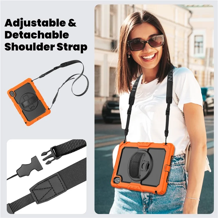 Para Huawei MatePad SE 11 Capa de PC + Silicone com Película Anti-Risco de PET e Alça de Ombro - Laranja