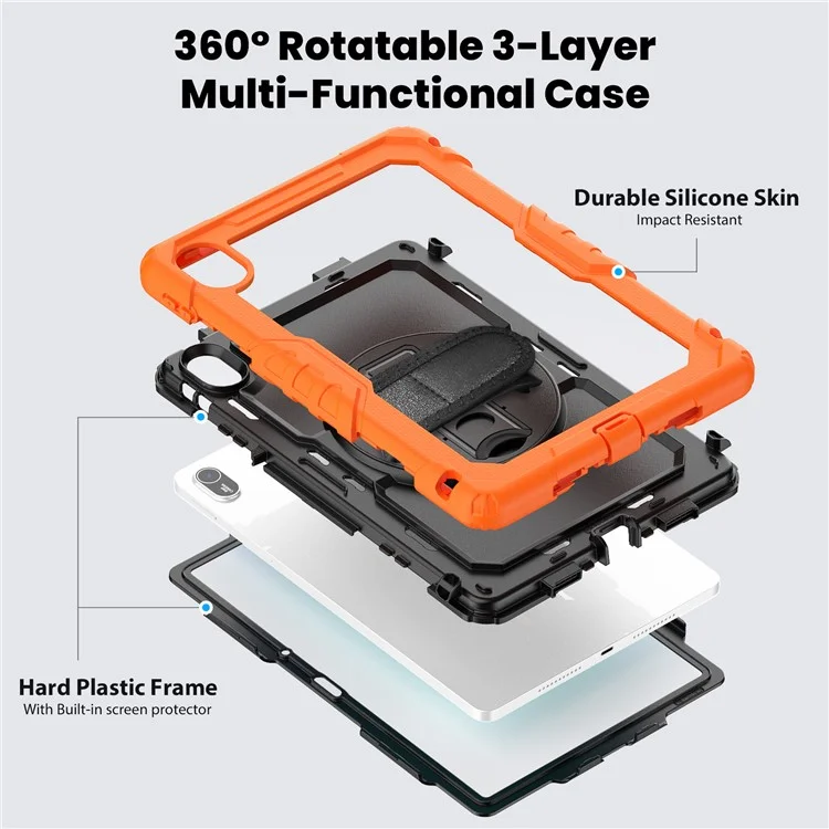 Para Huawei MatePad SE 11 Capa de PC + Silicone com Película Anti-Risco de PET e Alça de Ombro - Laranja
