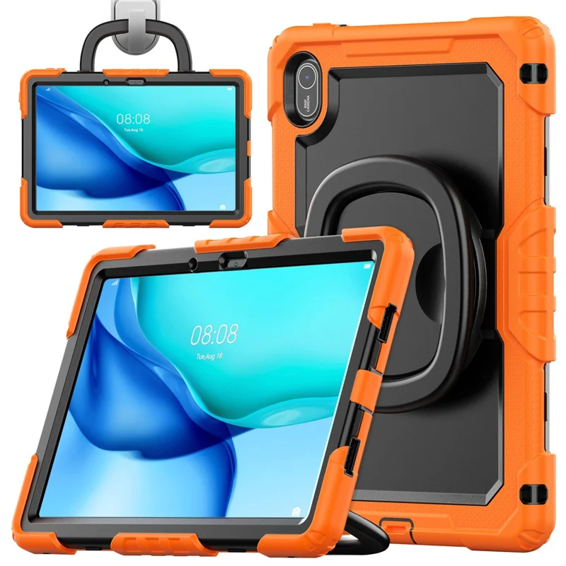 Capa para Tablet Huawei MatePad SE 11 com Anel de Suporte e Proteção Antichoque - PC + Silicone - Laranja