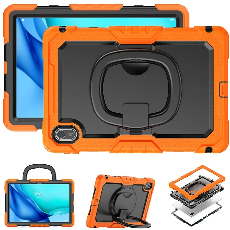 Capa com suporte para Huawei MatePad SE 11 PC + Capa de silicone para tablet com alça de ombro - Laranja