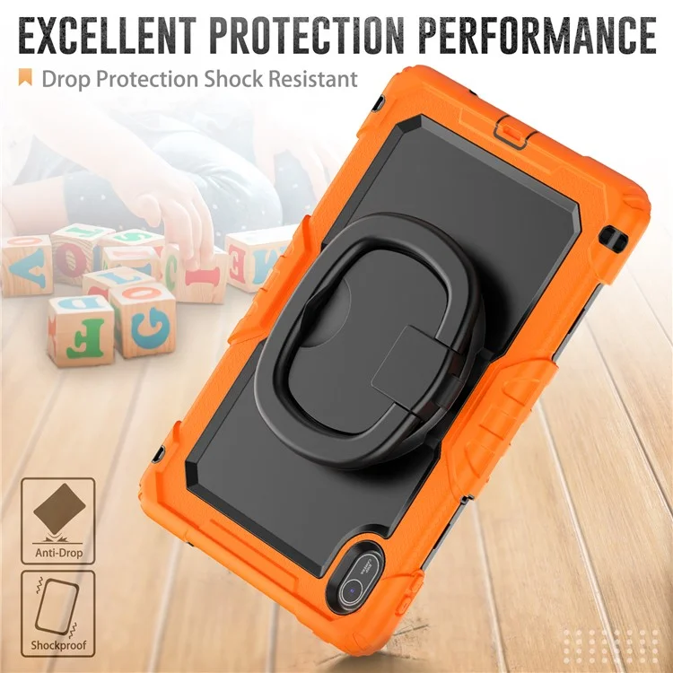 Capa com suporte para Huawei MatePad SE 11 PC + Capa de silicone para tablet com alça de ombro - Laranja