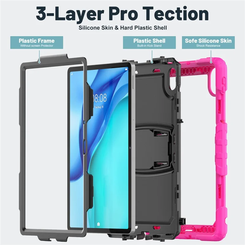 For Huawei MatePad SE 11 Case Kickstand PC + Silicone Shockproof Tablet Cover - Rose