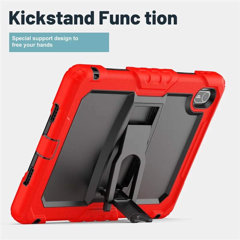 For Huawei MatePad SE 11 Case Kickstand PC + Silicone Shockproof Tablet Cover with Shoulder Strap - Red
