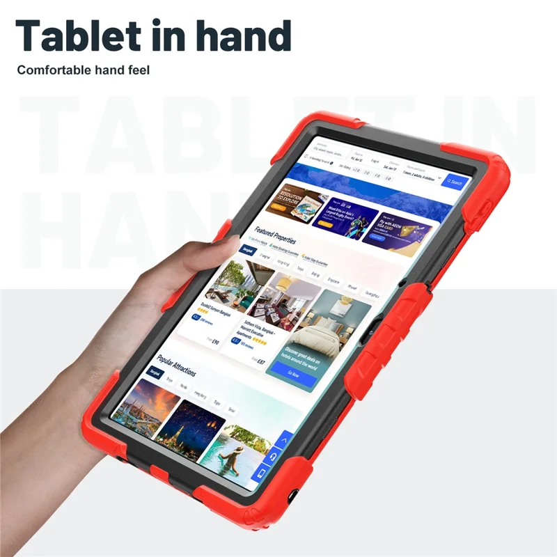For Huawei MatePad SE 11 Case Kickstand PC + Silicone Shockproof Tablet Cover with Shoulder Strap - Red