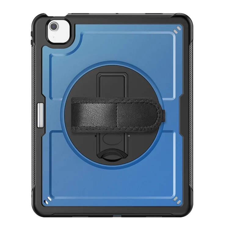 For iPad Air 13 (2025) M3 A3268  /  (2024) M2 Case Kickstand PC TPE Tablet Cover with Hand Strap - Navy Blue