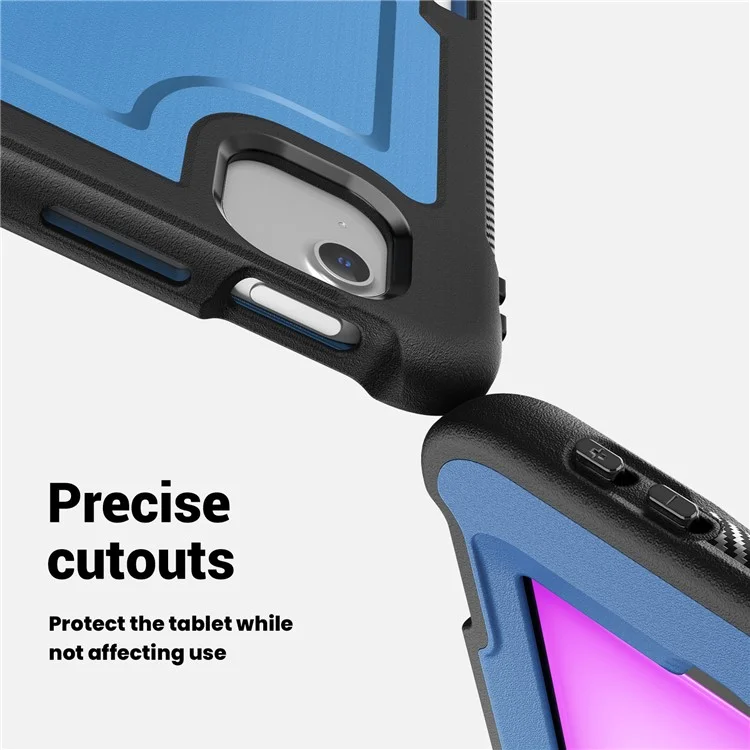 Capa para iPad Air 13 (2025) M3 A3268 / (2024) M2 com Suporte, PC + TPE, Alça de Mão e Ombro - Azul Marinho