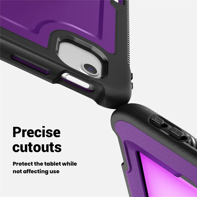 For iPad Air 13 (2026) / (2025) / (2024) Case Kickstand PC + TPE Tablet Cover with Hand Strap and Shoulder Strap - Purple