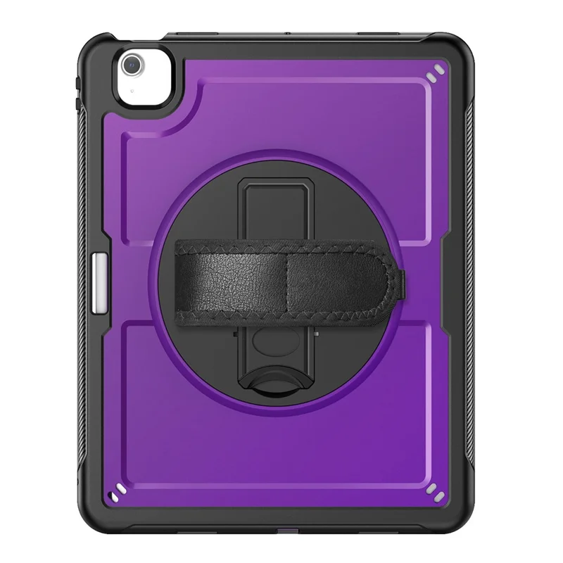 For iPad Air 13 (2026) / (2025) / (2024) Case Kickstand PC + TPE Tablet Cover with Hand Strap and Shoulder Strap - Purple