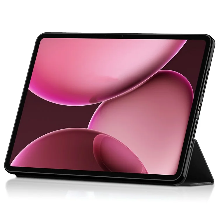 Funda para Oppo Pad 4 Pro de Cuero Sintético con Soporte Tríptico y Reverso de TPU - Negro