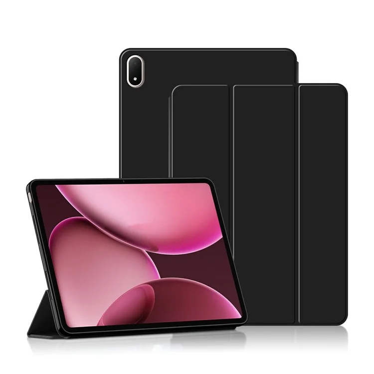 Funda para Oppo Pad 4 Pro de Cuero Sintético con Soporte Tríptico y Reverso de TPU - Negro