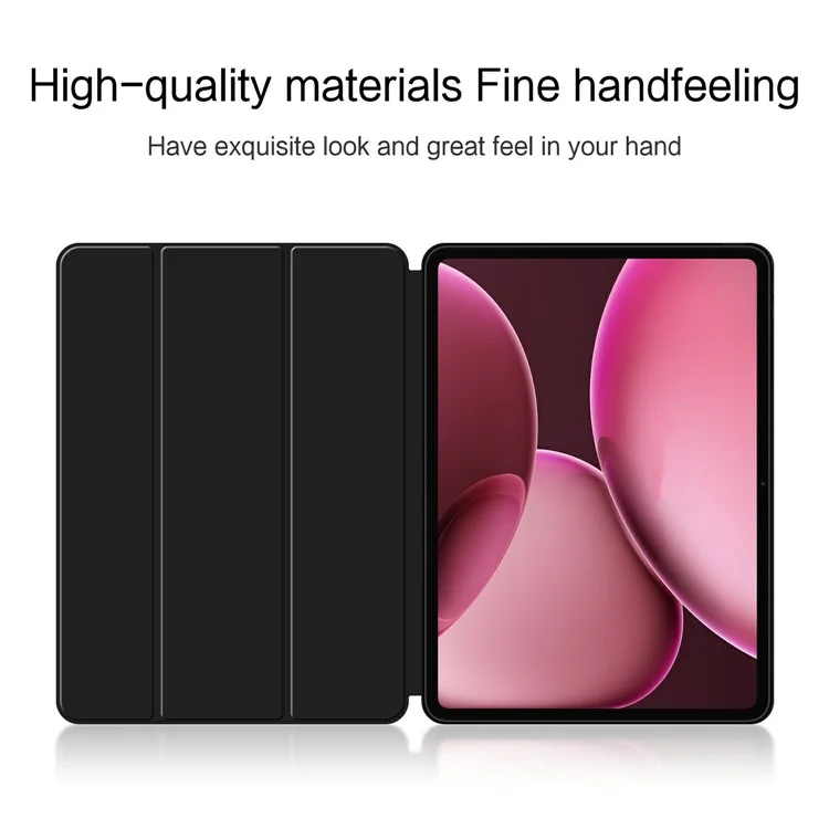 Funda para Oppo Pad 4 Pro de Cuero Sintético con Soporte Tríptico y Reverso de TPU - Negro