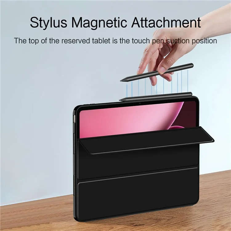 Funda para Oppo Pad 4 Pro de Cuero Sintético con Soporte Tríptico y Reverso de TPU - Negro