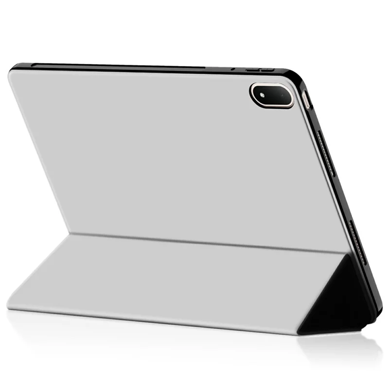 For Oppo Pad 4 Pro Case PU Leather TPU Back Trifold Stand Tablet Cover - Grey