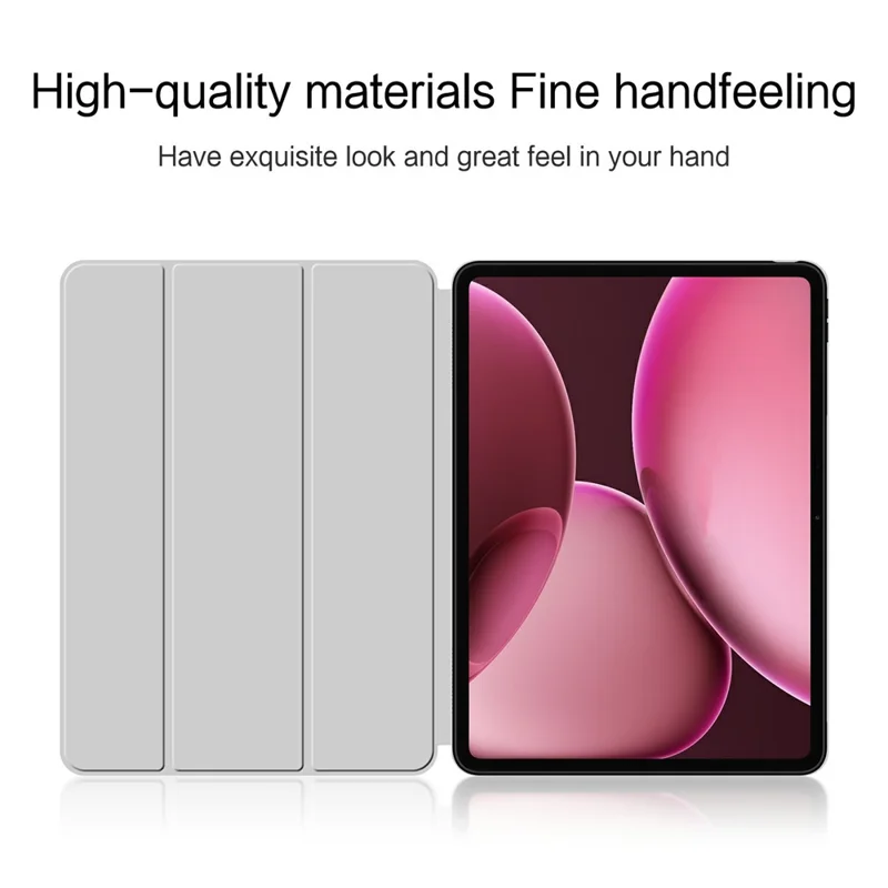 For Oppo Pad 4 Pro Case PU Leather TPU Back Trifold Stand Tablet Cover - Grey