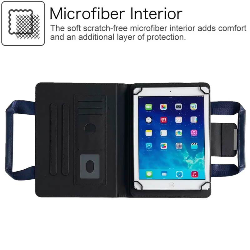 For Universal 8 inch Tablet Case with Handle / Zipper Pouch PU Leather Shockproof Cover - Sapphire