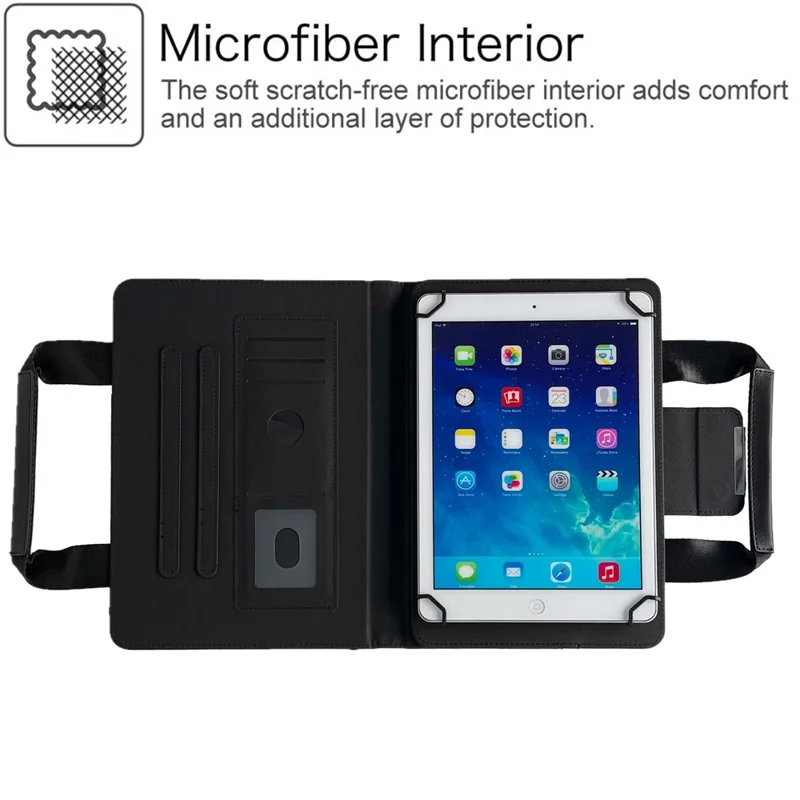 For Universal 8 inch Tablet Case with Handle / Zipper Pouch PU Leather Shockproof Cover - Black