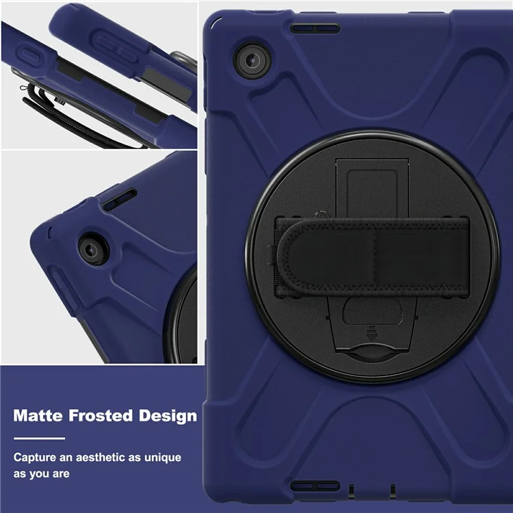 Funda para Lenovo Tab 10,1" (2025) TB311XU de TPU + PC + Silicona con Soporte Antideslizante Antigolpes - Azul Marino