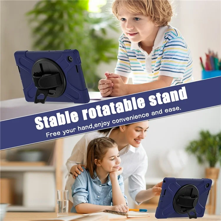 Funda para Lenovo Tab 10,1" (2025) TB311XU de TPU + PC + Silicona con Soporte Antideslizante Antigolpes - Azul Marino