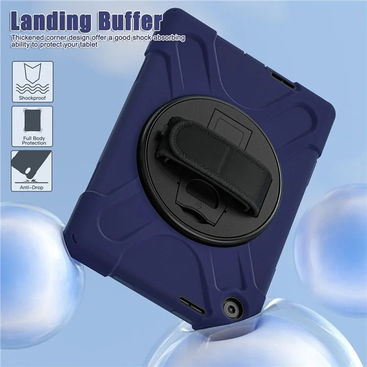 Funda para Lenovo Tab 10,1" (2025) TB311XU de TPU + PC + Silicona con Soporte Antideslizante Antigolpes - Azul Marino