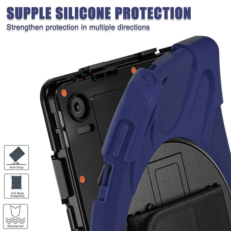 Funda para Lenovo Tab 10,1" (2025) TB311XU de TPU + PC + Silicona con Soporte Antideslizante Antigolpes - Azul Marino