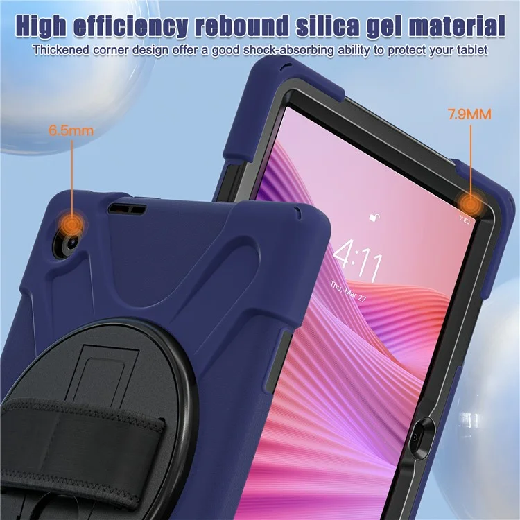 Funda para Lenovo Tab 10,1" (2025) TB311XU de TPU + PC + Silicona con Soporte Antideslizante Antigolpes - Azul Marino