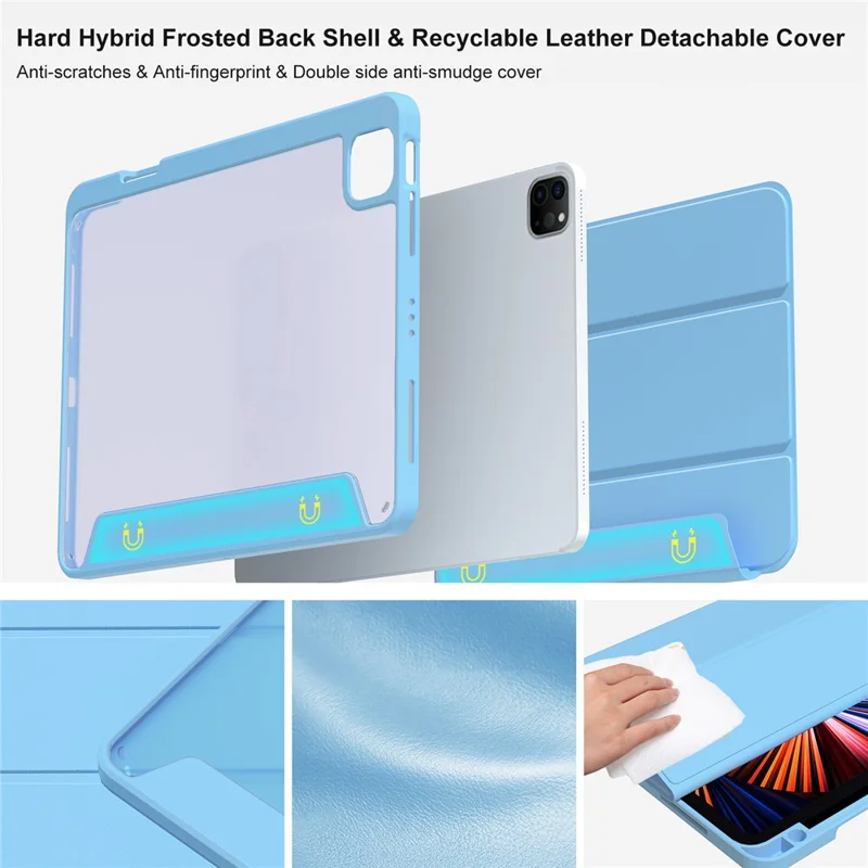 Tablet Case For iPad Air 11 (2025) / (2024) / Air (2022) / (2020) / Pro 11 (2022) / (2021) / (2020) / (2018) , Magnetic Detachable Cover - Blue