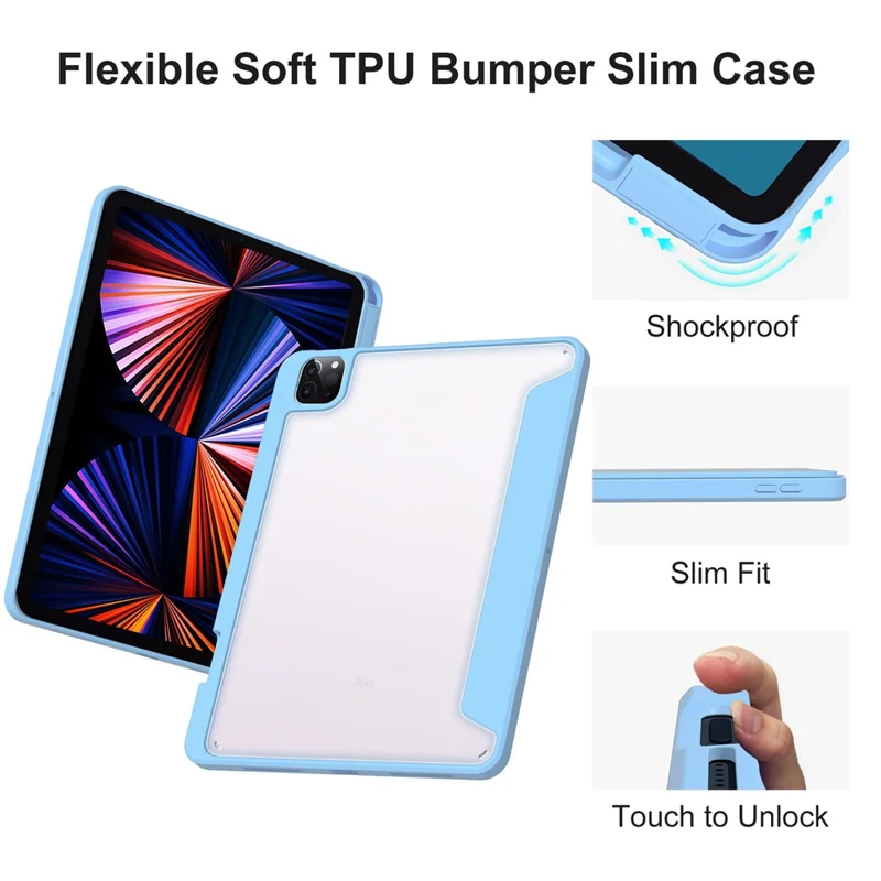 Tablet Case For iPad Air 11 (2025) / (2024) / Air (2022) / (2020) / Pro 11 (2022) / (2021) / (2020) / (2018) , Magnetic Detachable Cover - Blue