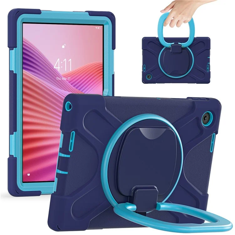 Funda para Lenovo Tab 10,1 (2025) TB311XU2 / Zhaoyang K10C con Correa para el Hombro TPU + PC + Soporte de Silicona - Azul Marino
